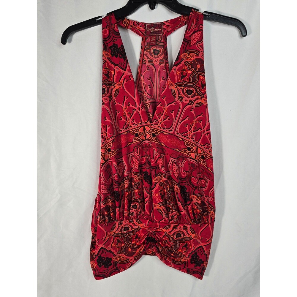 Apple Bottoms Vintage Y2K Paisley Halter Top Deep V-Neck Racerback Plus Size 2X